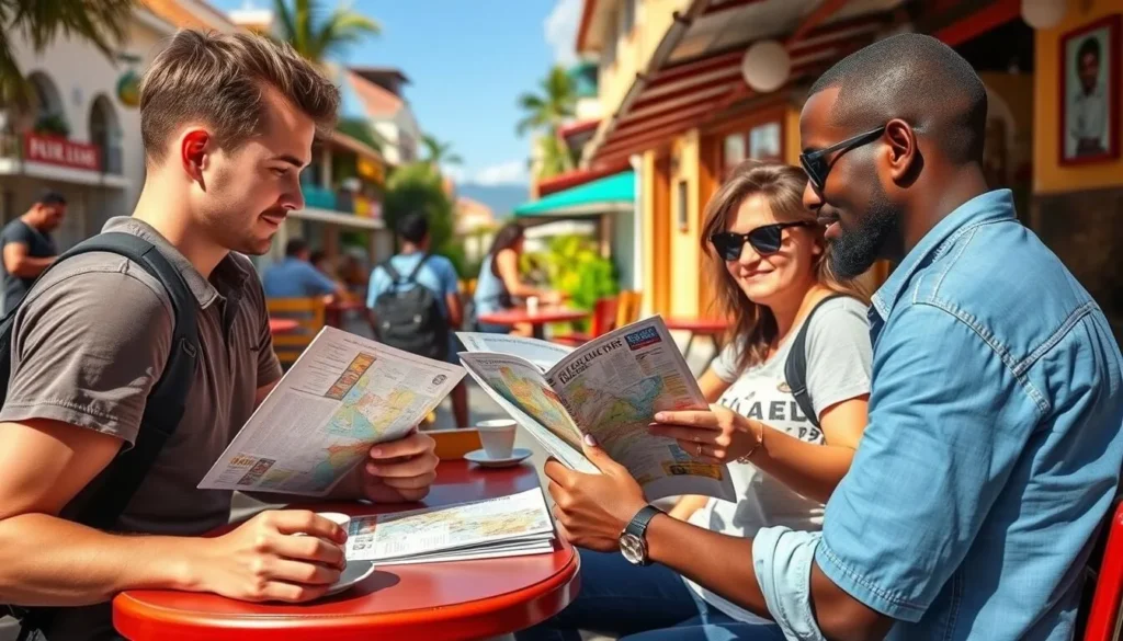 Tourists planning their day at a cafe in Cap-Haitien