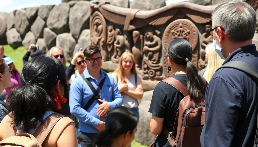 Tourists respectfully observing a Māori cultural demonstration at Waitangi Treaty Grounds