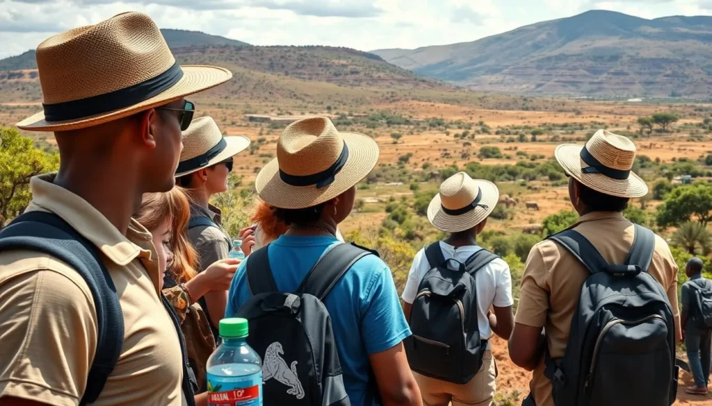 Tourists with local guide in Yangudi Rassa National Park Ethiopia
