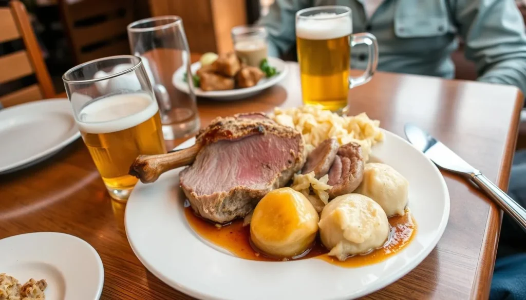 Traditional Bavarian food served at a restaurant in Passau