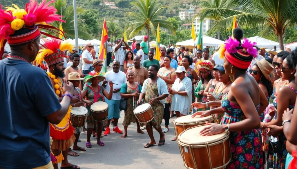 Traditional Caribbean music performance at a cultural festival on Virgin Gorda