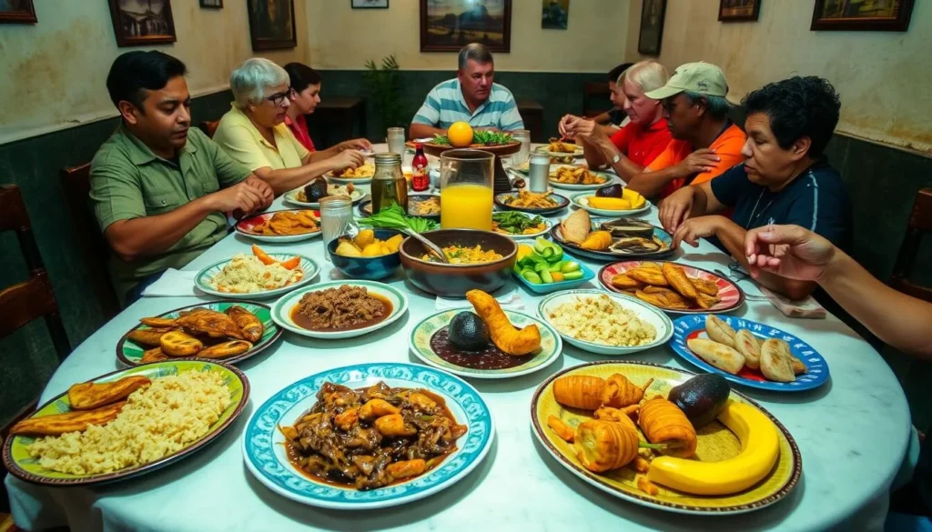 Traditional Cuban dishes served at a local paladar in Sagua la Grande, showcasing the authentic local cuisine