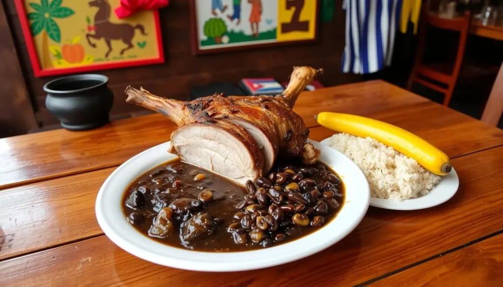 Traditional Cuban food served at a restaurant in Sancti Spiritus