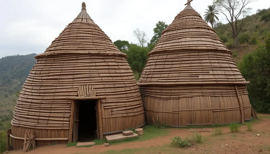 Traditional Dorze beehive hut in the highlands near Nechisar National Park