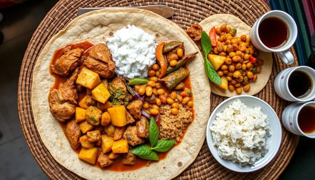 Traditional Ethiopian cuisine served near Sof Omar Caves Ethiopia