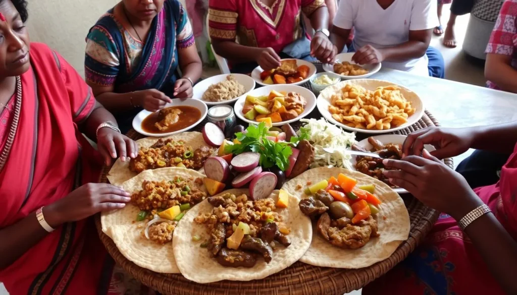 Traditional Ethiopian cuisine served near Wukro Chirkos Church