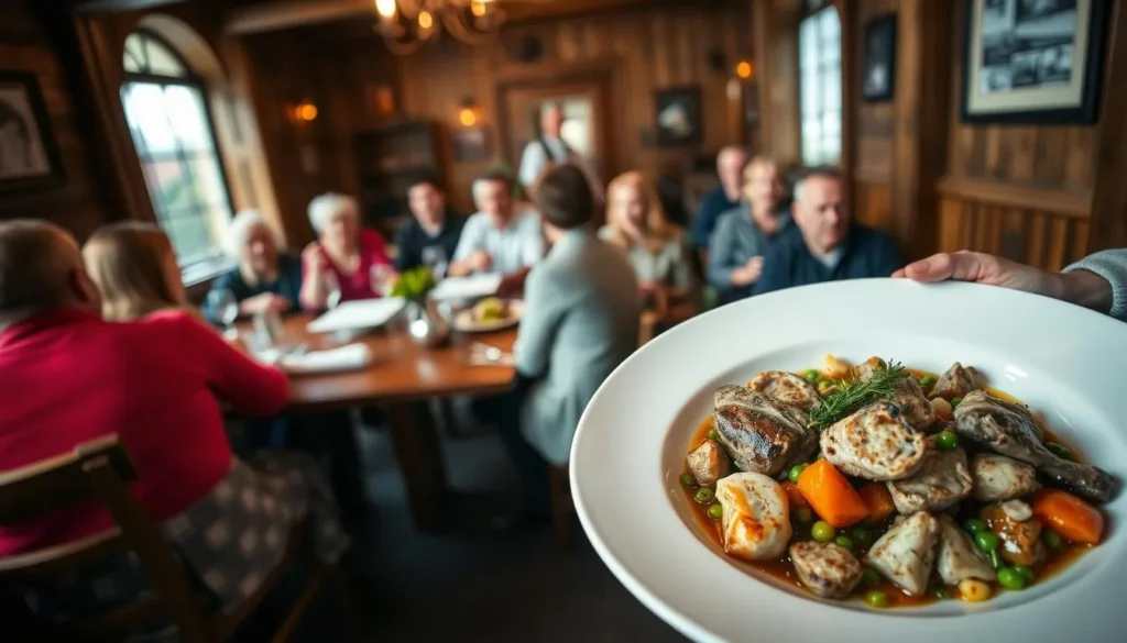 Traditional Faroese food being served in a restaurant in Tórshavn