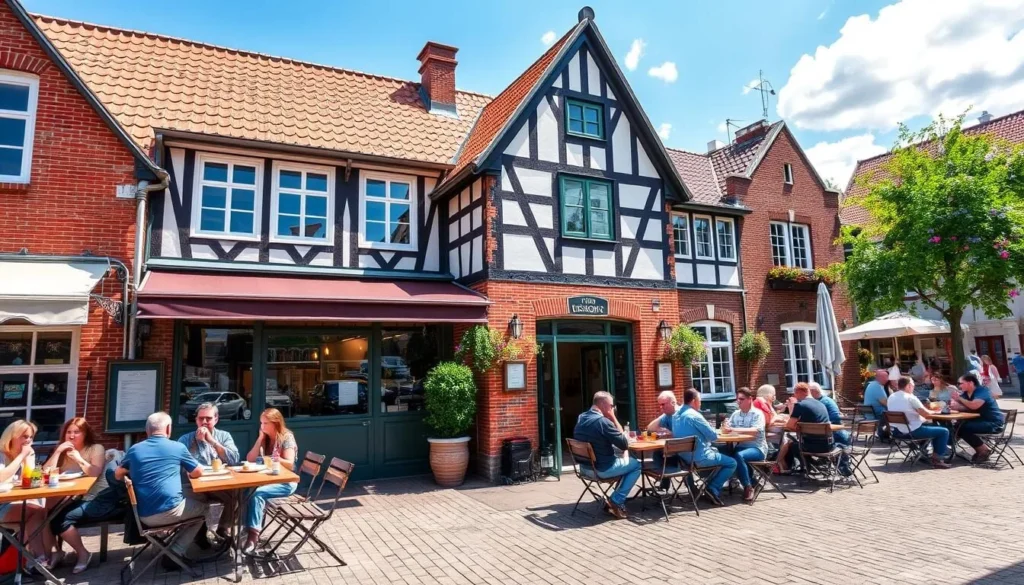 Traditional German restaurant in Potsdam's Dutch Quarter with outdoor seating