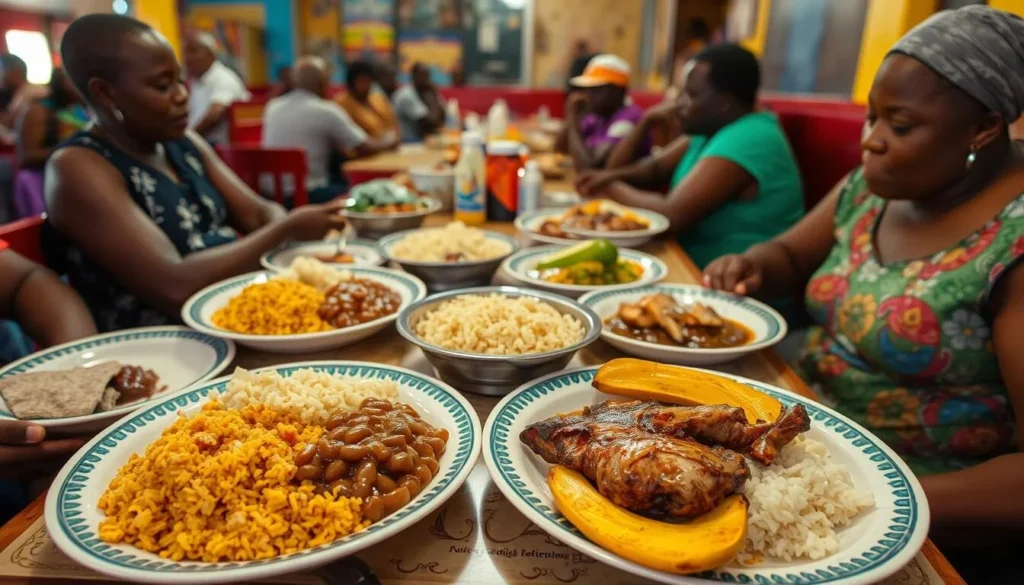 Traditional Haitian food being served at a local restaurant in Cap-Haitien