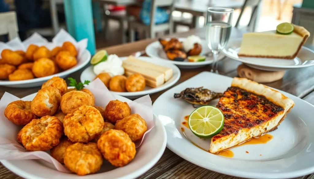 Traditional Key West cuisine including seafood and Key Lime Pie near Fort Zachary Taylor Historic State Park Florida Traditional Key West cuisine including seafood and Key Lime Pie near Fort Zachary Taylor Historic State Park Florida