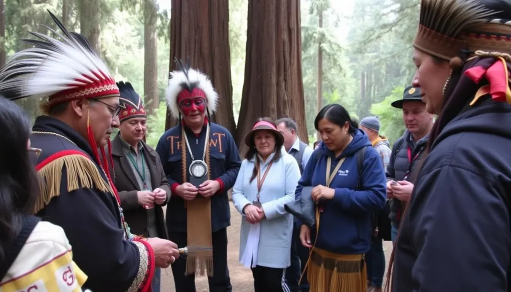 Traditional Native American demonstration at a cultural event near Jedediah Smith Redwoods State Park Traditional Native American demonstration at a cultural event near Jedediah Smith Redwoods State Park