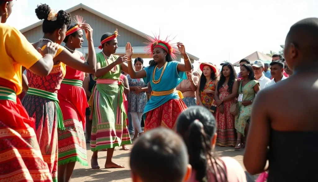 Traditional Nauruan dance performance with colorful costumes