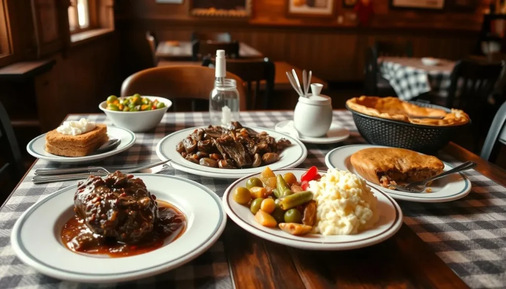 Traditional Pennsylvania Dutch meal with local specialties near Fort Necessity Traditional Pennsylvania Dutch meal with local specialties near Fort Necessity