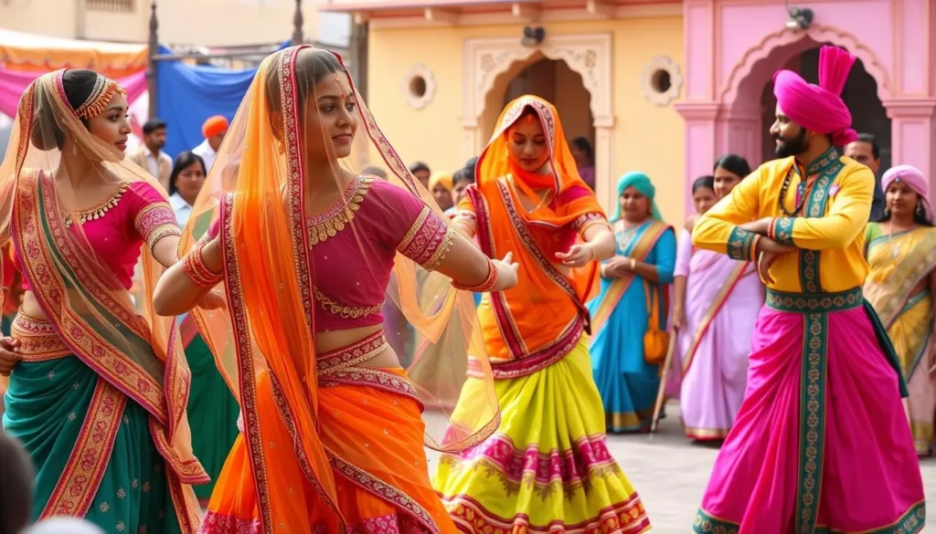 Traditional Rajasthani folk dancers performing at a cultural event in Jaipur