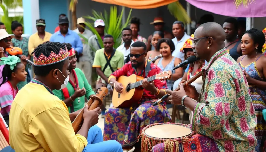 Traditional Ripsaw music performance at a local Middle Caicos cultural festival near Mudjin Harbour Turks & Caicos