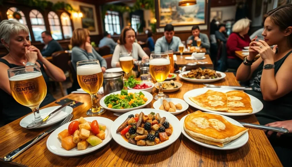 Traditional Saxon dishes served in a Leipzig restaurant with local beer