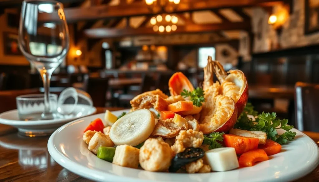 Traditional Tasmanian meal being served at the Clarendon Arms Hotel in Evandale