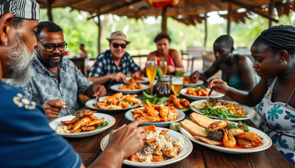 Traditional Tiwi Islands cuisine featuring fresh seafood and bush tucker