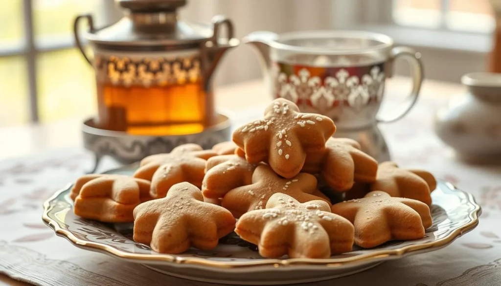 Traditional Tula pryaniki (gingerbread) with tea served in a samovar