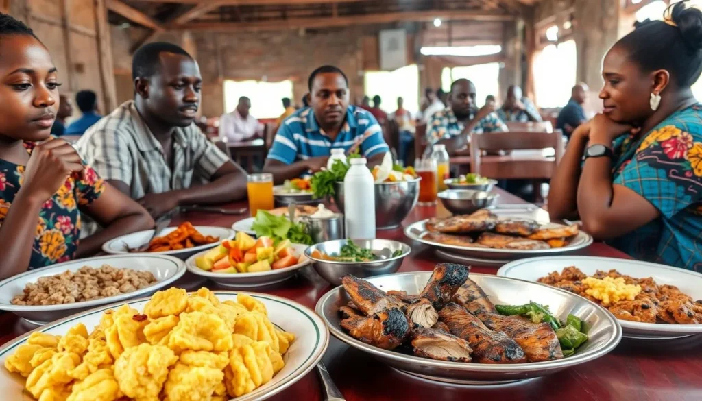 Traditional Ugandan food served near Amabere Ga Nyina Mwiru Caves