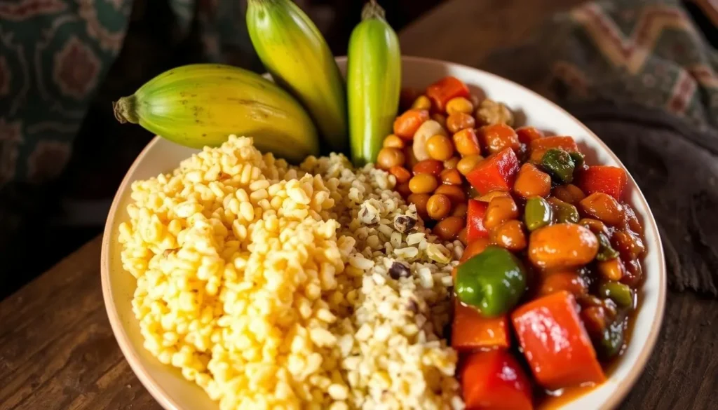 Traditional Ugandan meal served near Mount Speke