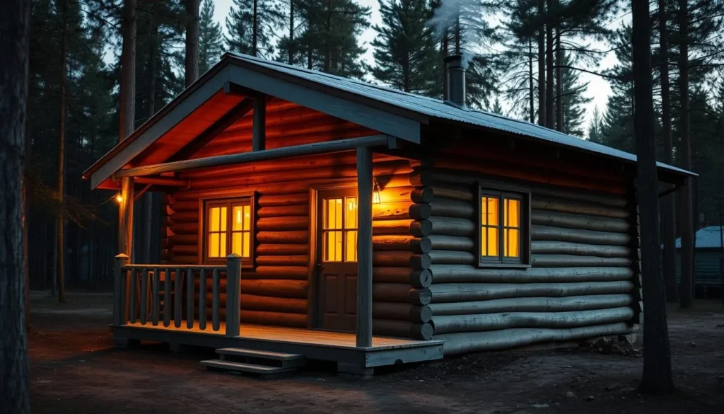 Traditional wooden cabin accommodation at a tourist camp in Udegeyskaya Legenda National Park Traditional wooden cabin accommodation at a tourist camp in Udegeyskaya Legenda National Park