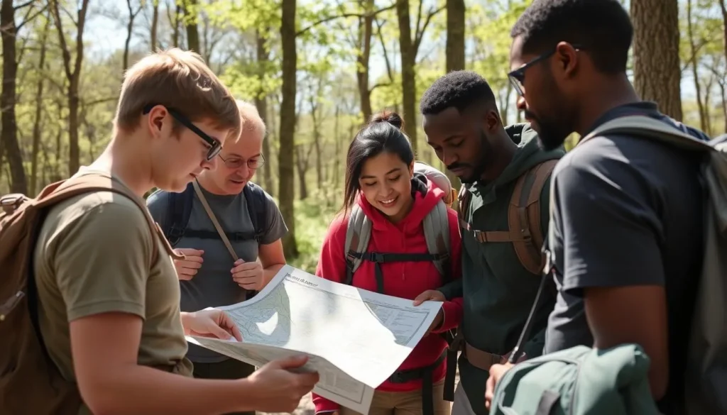 Trail markers and safety information at Johnson-Sauk Trail Nature Preserve Trail markers and safety information at Johnson-Sauk Trail Nature Preserve