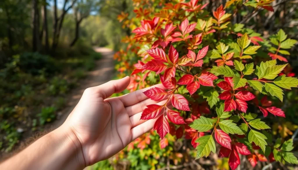 Trail sign at Limekiln State Park showing poison oak warning and safety information for hikers Trail sign at Limekiln State Park showing poison oak warning and safety information for hikers