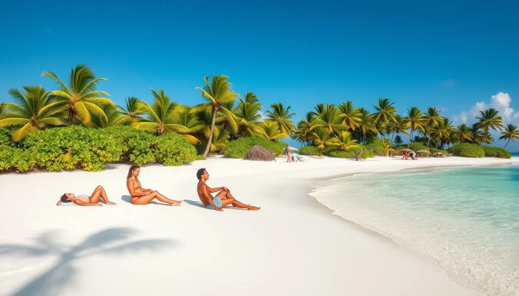 Trannies Beach on West Island with white sand and turquoise water