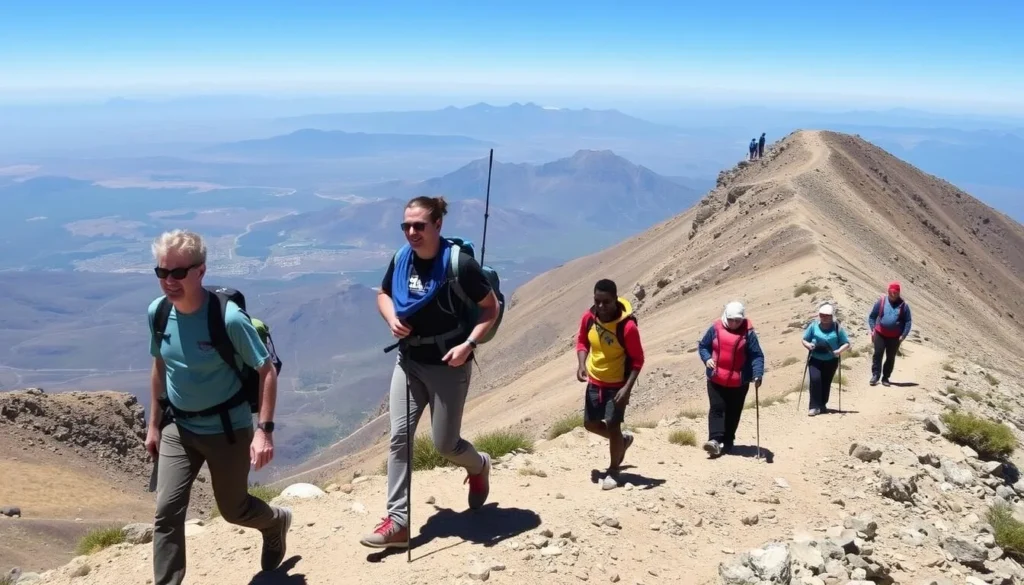 Trekkers at Ras Dashen in Simien Mountains Ethiopia, one of the best adventure things to do