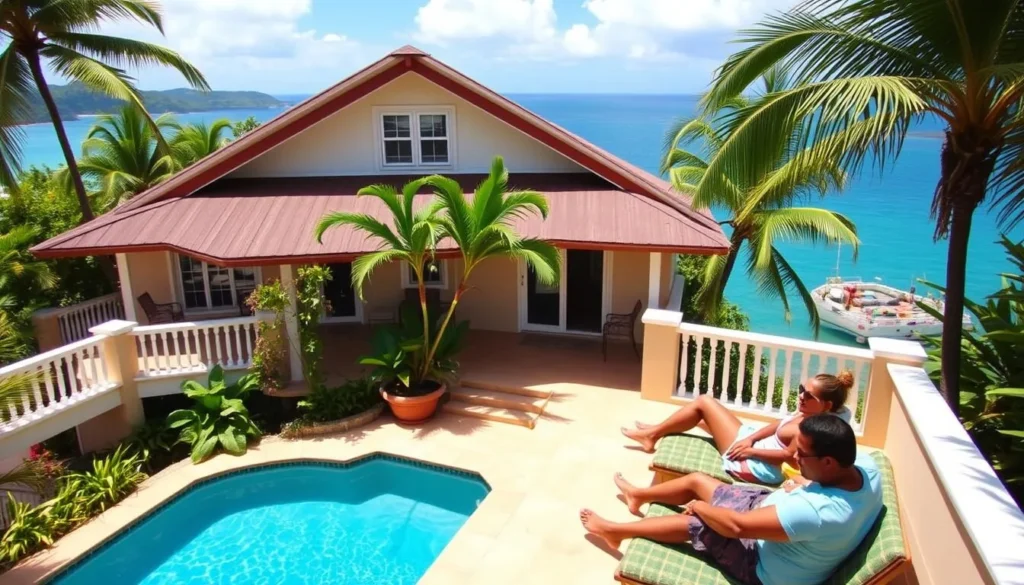 Tropical villa accommodation in Little Bay, Montserrat with ocean views