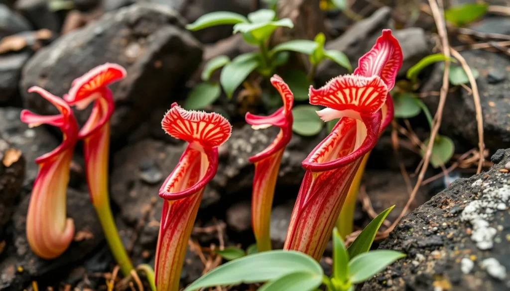 Unique carnivorous plants found only on Mount Roraima with their distinctive pitcher-like structure Unique carnivorous plants found only on Mount Roraima with their distinctive pitcher-like structure