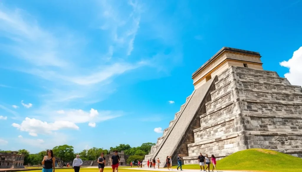 Uxmal Mayan ruins near Merida Mexico with the Pyramid of the Magician