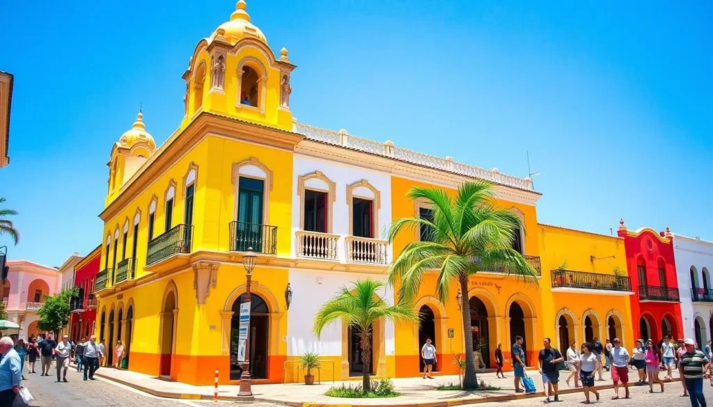Valladolid colonial town near Chichen Itza with colorful buildings and traditional architecture