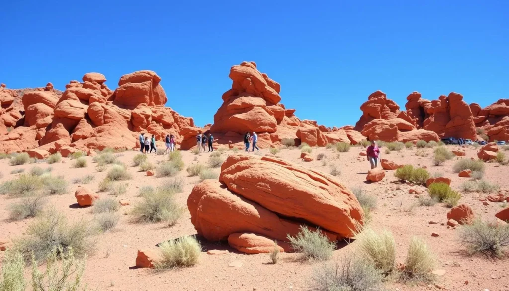Valley of Fire State Park's vibrant red rock formations near Lake Mead Valley of Fire State Park's vibrant red rock formations near Lake Mead