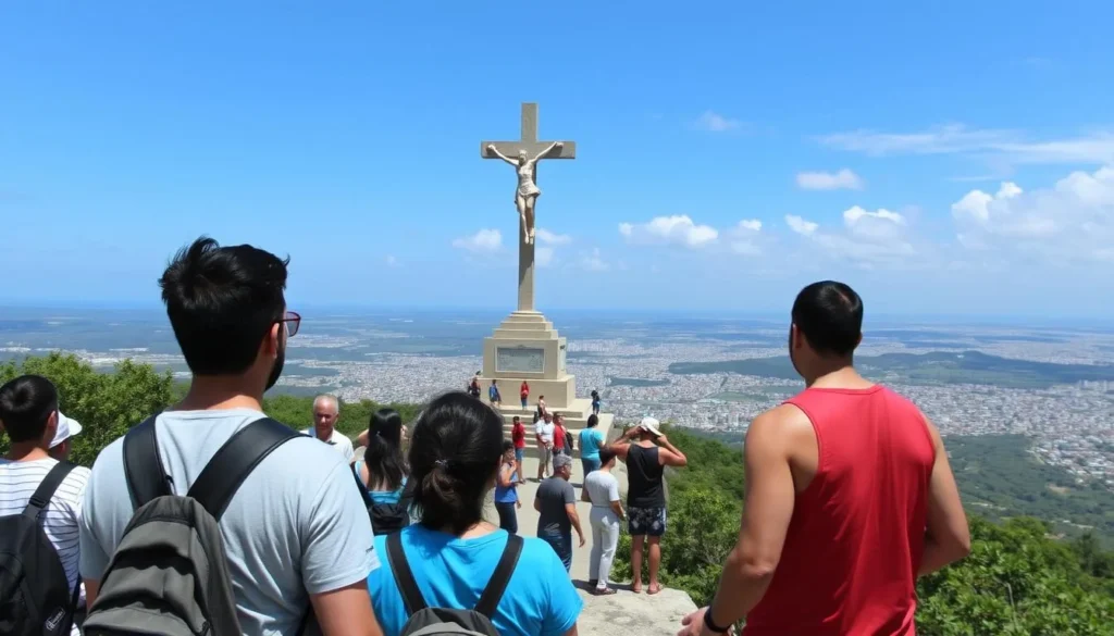 View from Loma de la Cruz hill in Holguin with the cross monument and panoramic city views