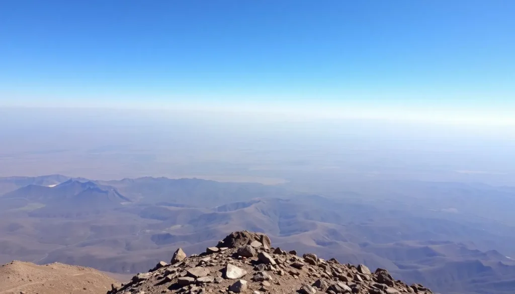 View from Mount Tullu Dimtu summit showing panoramic landscape of Bale Mountains
