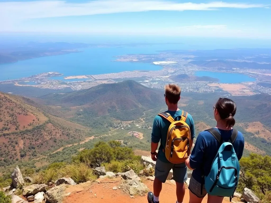 View from Tabor Mountain showing panoramic vistas of Lake Awassa and surrounding landscapes