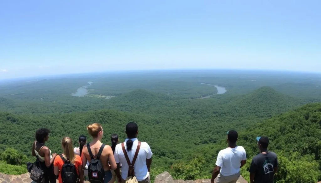 View from the top of Turtle Mountain overlooking the vast Iwokrama Forest and Essequibo River View from the top of Turtle Mountain overlooking the vast Iwokrama Forest and Essequibo River