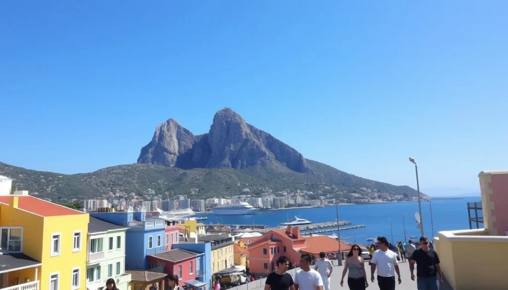 View of Gibraltar city with the famous Rock of Gibraltar rising in the background View of Gibraltar city with the famous Rock of Gibraltar rising in the background