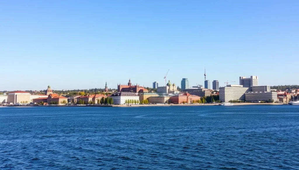 View of Petrozavodsk city with Lake Onega in the background, the gateway to Lake Syamozero