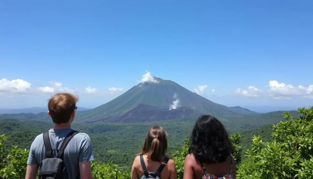 View of the Soufrière Hills Volcano from a safe observation point in Montserrat