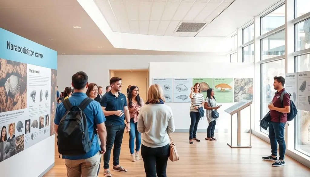 Visitor Centre at Naracoorte Caves National Park with information displays and helpful staff