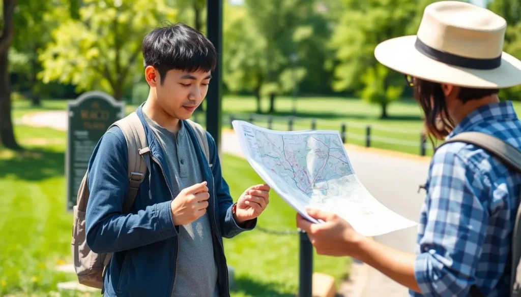 Visitor using a map to navigate Lower Paxton Township attractions Visitor using a map to navigate Lower Paxton Township attractions