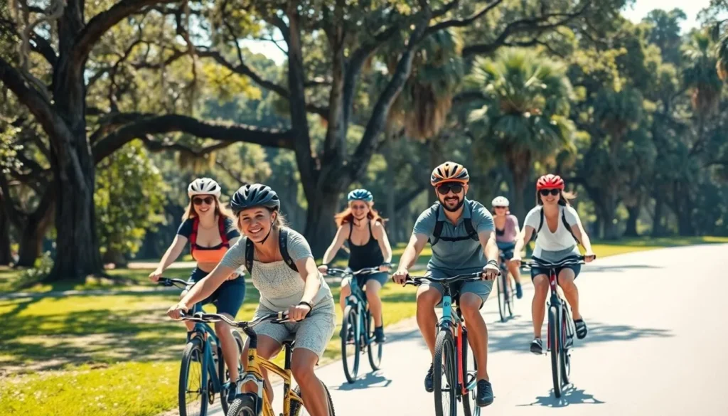 Visitors biking along the scenic drive in Myakka River State Park