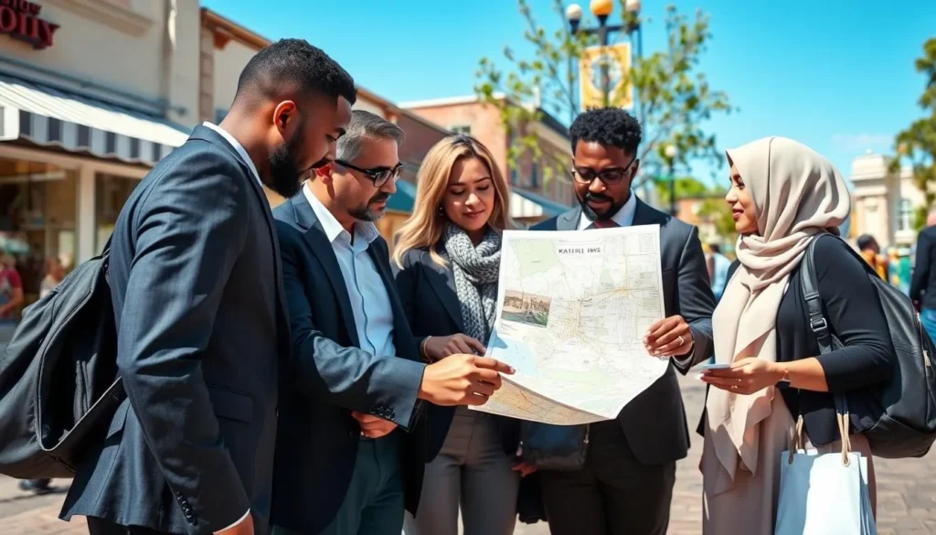 Visitors checking a map and planning their day in Norristown Visitors checking a map and planning their day in Norristown
