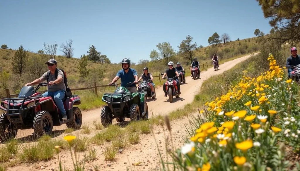 Visitors enjoying Carnegie State Vehicular Recreation Area trails during spring with wildflowers blooming Visitors enjoying Carnegie State Vehicular Recreation Area trails during spring with wildflowers blooming