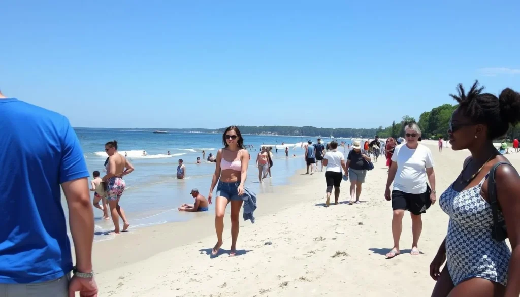 Visitors enjoying Millcreek Township Pennsylvania in summer with beach activities at Presque Isle Visitors enjoying Millcreek Township Pennsylvania in summer with beach activities at Presque Isle