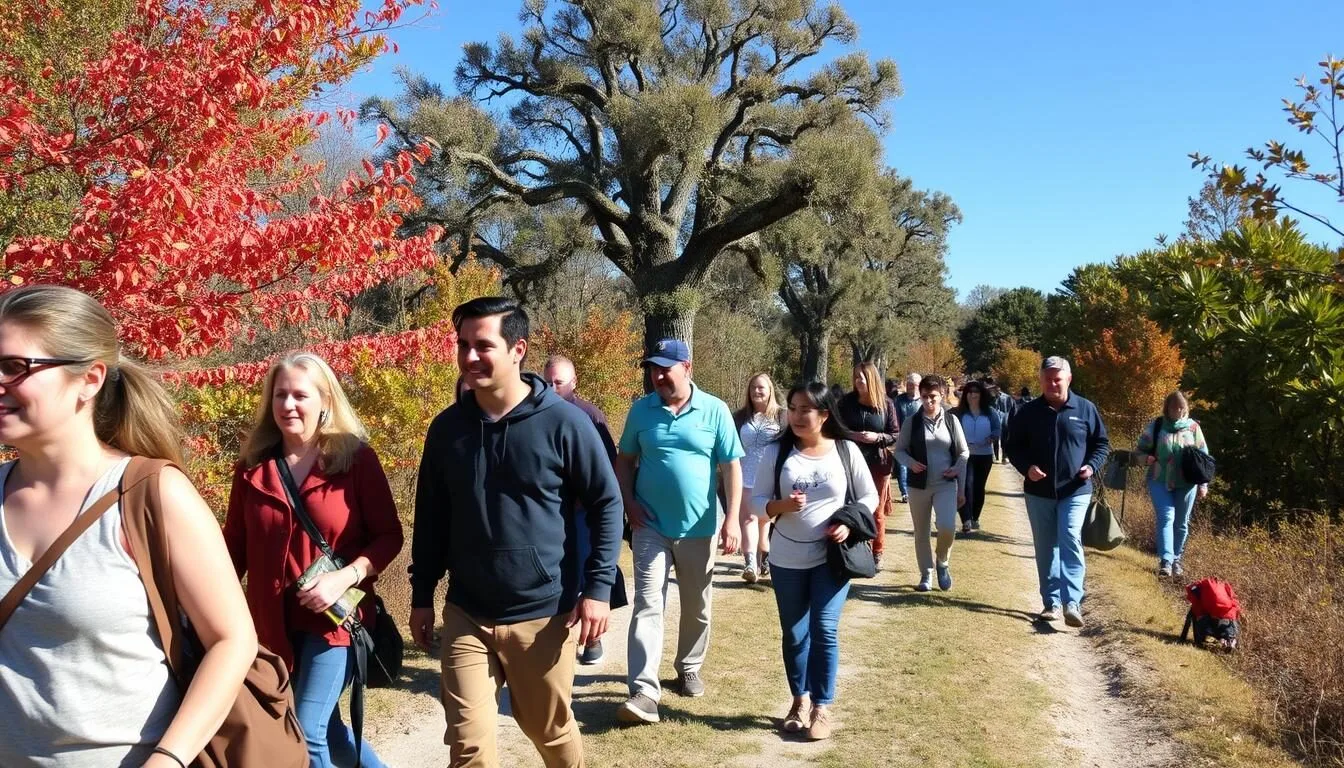 Visitors enjoying Timucuan Ecological and Historic Preserve Florida during fall season with comfortable temperatures