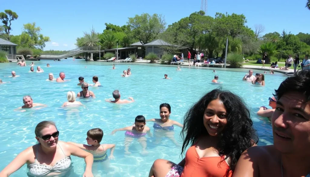 Visitors enjoying Weeki Wachee Springs during summer with bright sunshine Visitors enjoying Weeki Wachee Springs during summer with bright sunshine